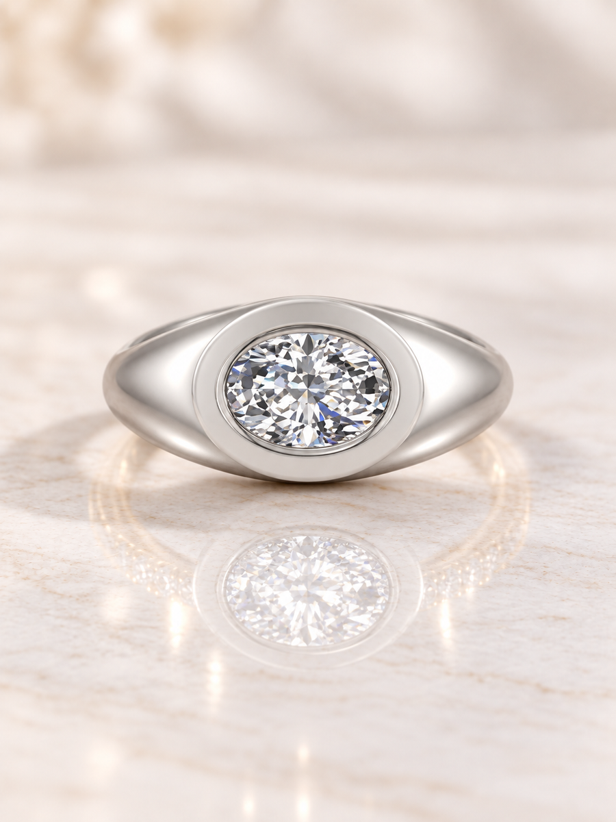 Zaina Onyx oval lab grown diamond ring design, alternate view