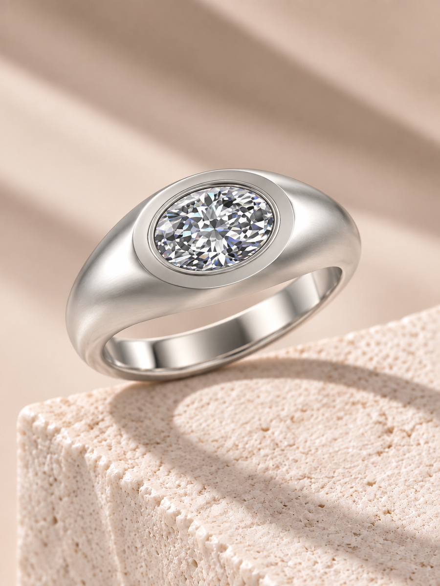 Zaina Onyx oval lab grown diamond ring design, product view