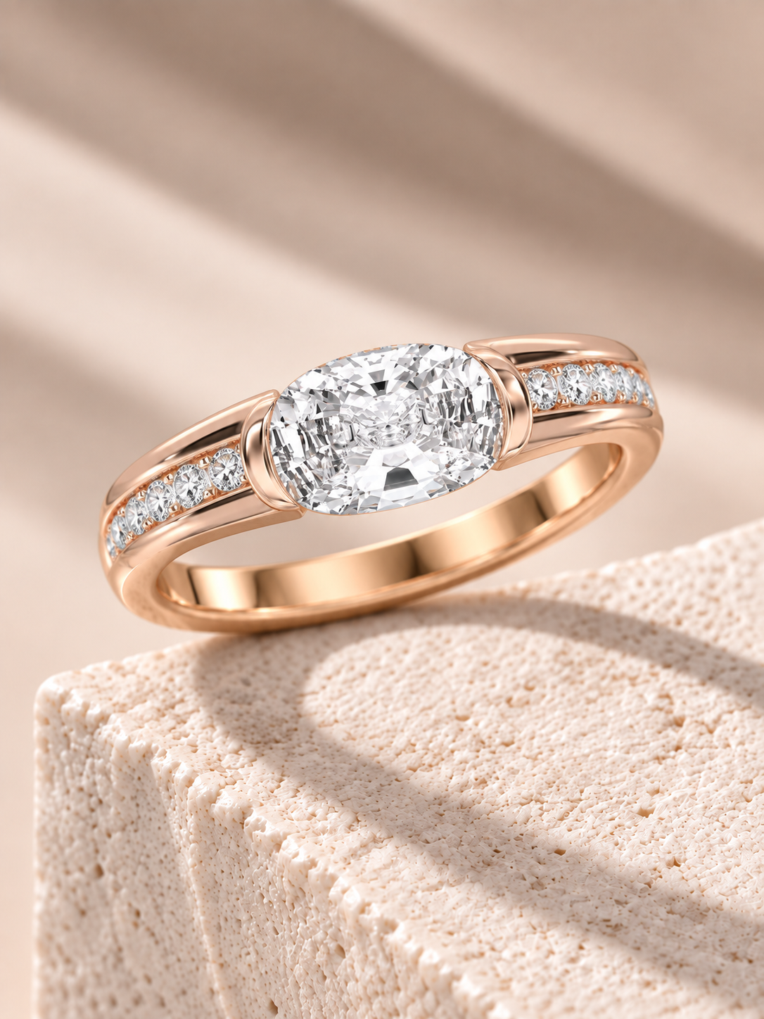 Zaina Orla elongated cushion lab grown diamond ring design, alternate view