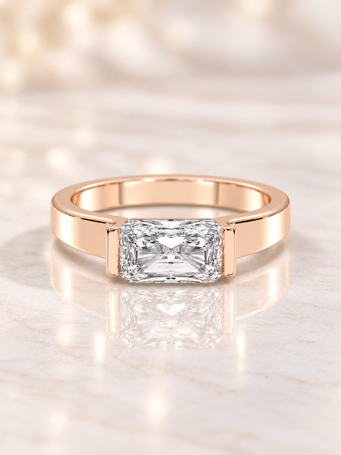 Zaina Orla radiant lab grown diamond ring design, product view