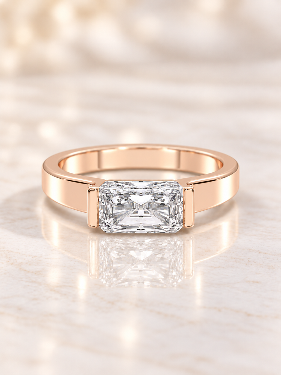 Zaina Orla radiant lab grown diamond ring design, product view