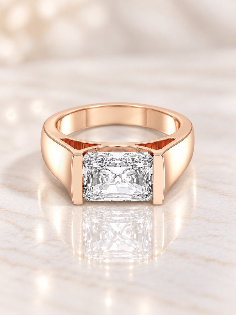 Zaina Saga radiant lab grown diamond ring design, product view