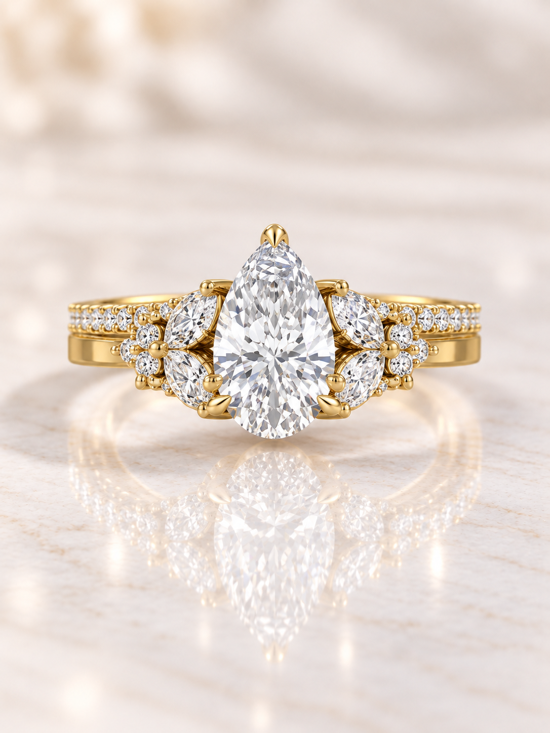Zaina Selene pear lab grown diamond ring design, product view