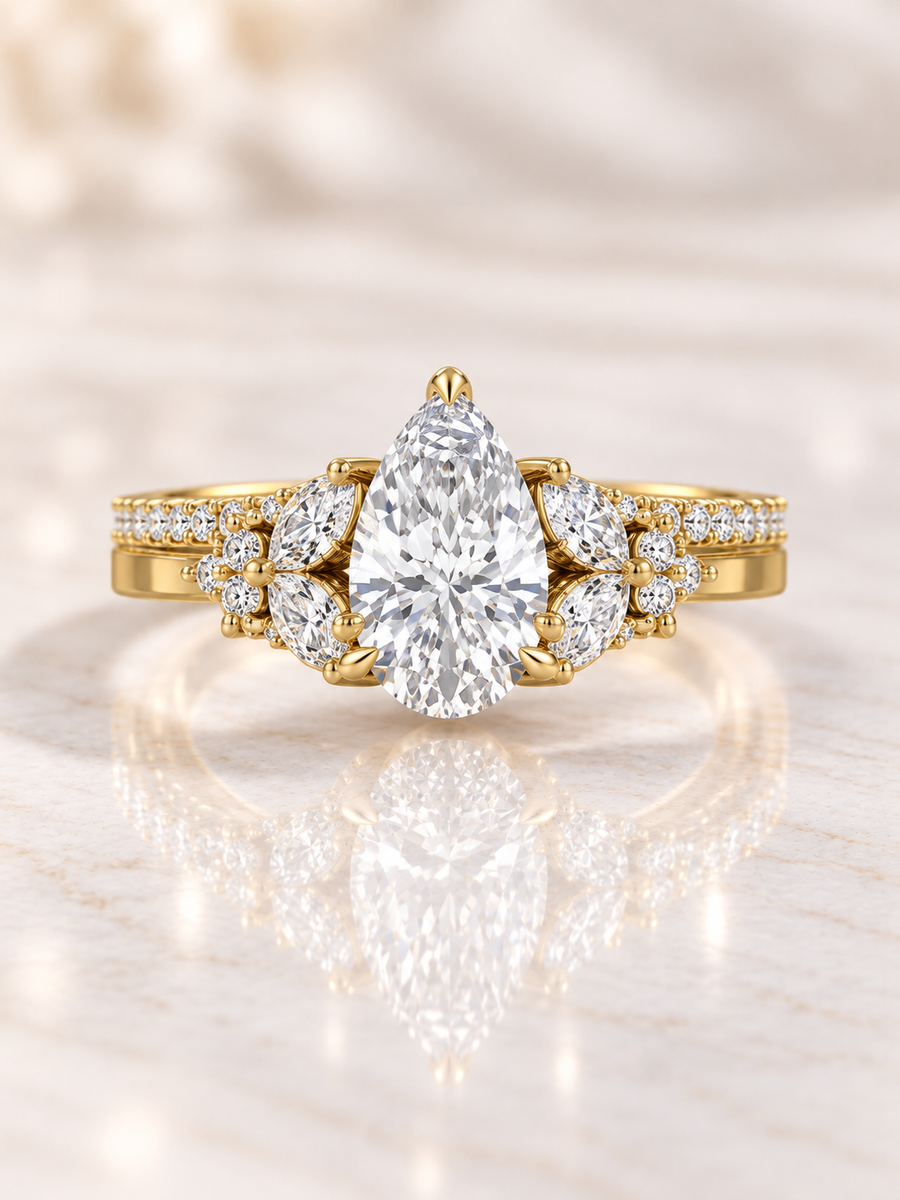 Zaina Selene pear lab grown diamond ring design, product view