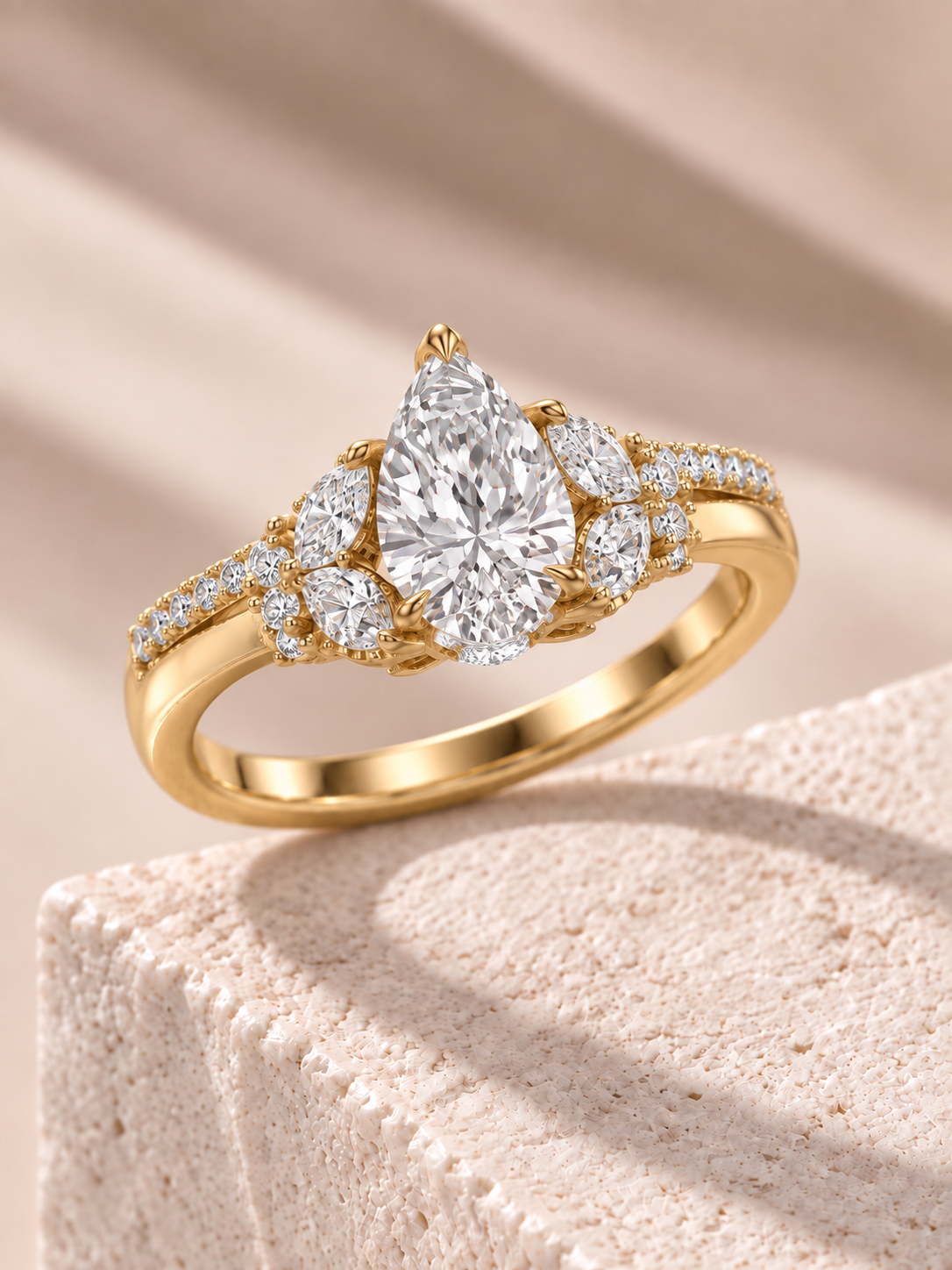 Zaina Selene pear lab grown diamond ring design, alternate view