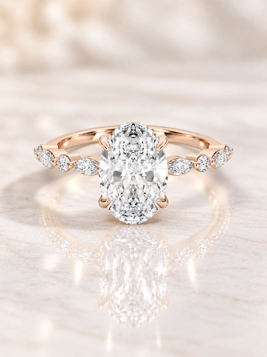 Zaina Serra oval lab grown diamond ring design, product view