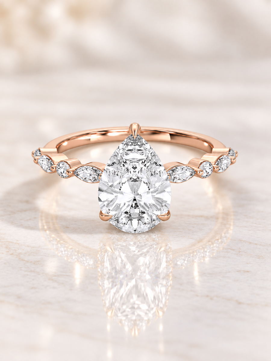 Zaina Serra pear lab grown diamond ring design, product view