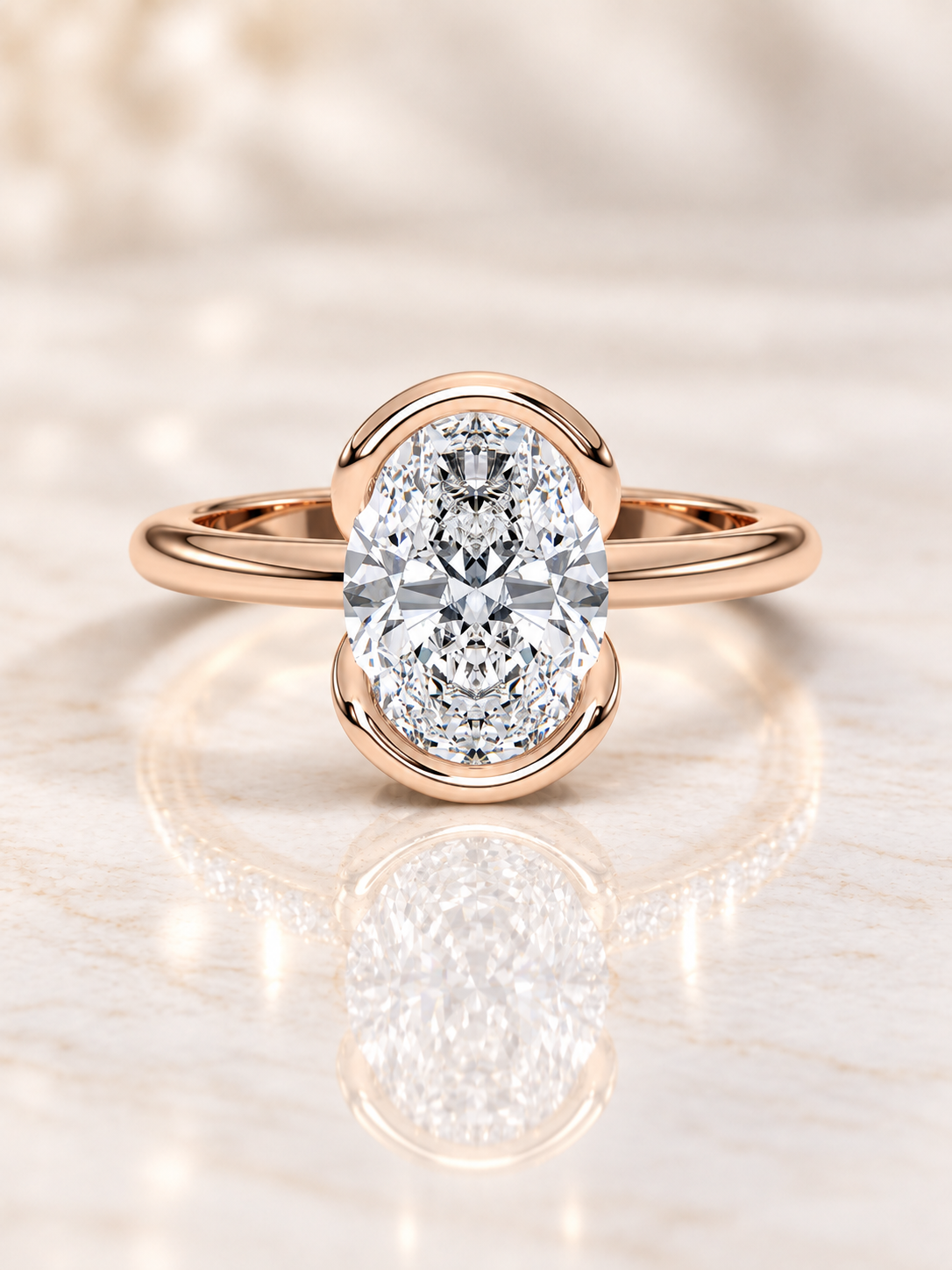 Zaina Sole oval lab grown diamond ring design, product view