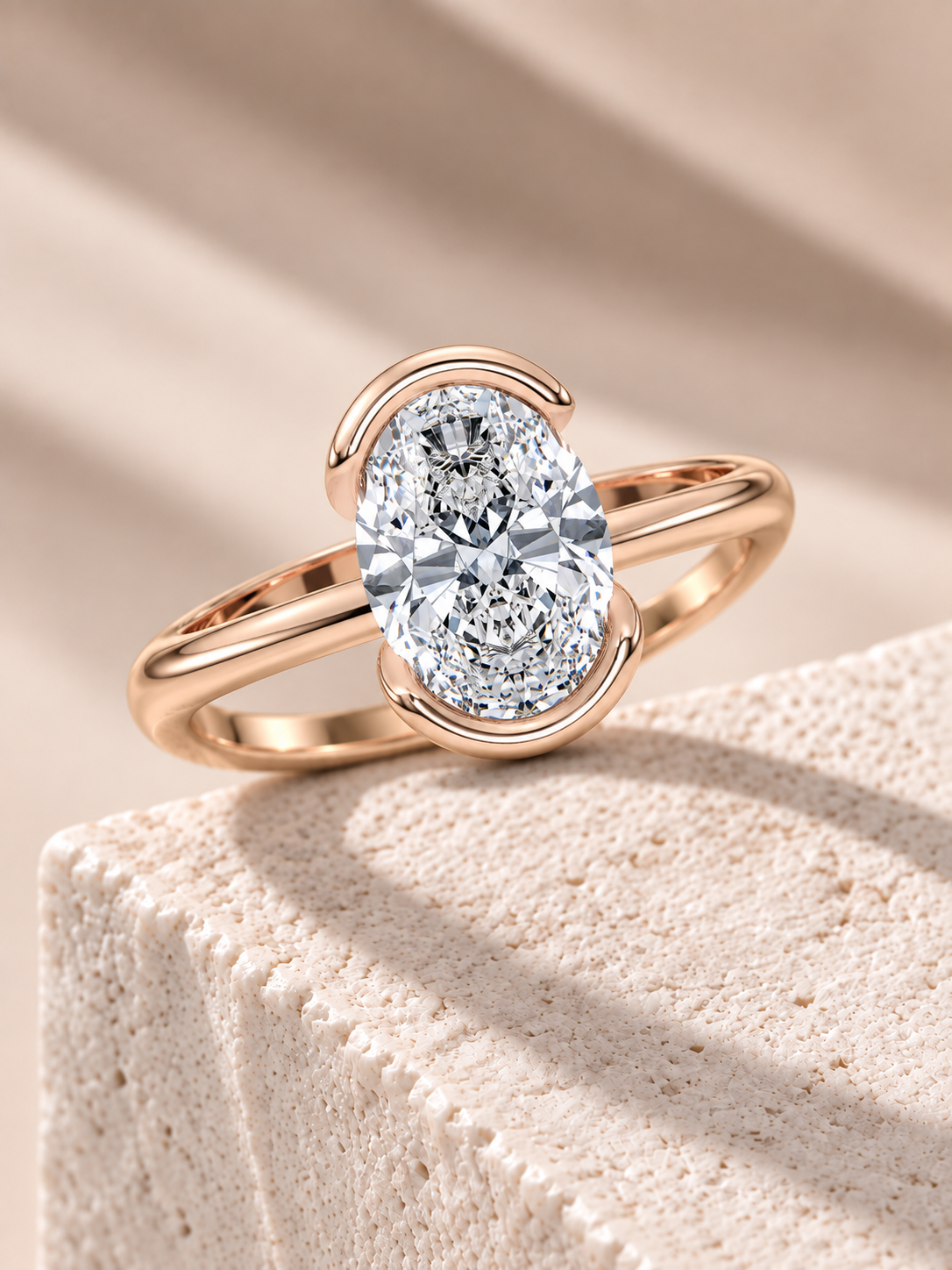 Zaina Sole oval lab grown diamond ring design, alternate view