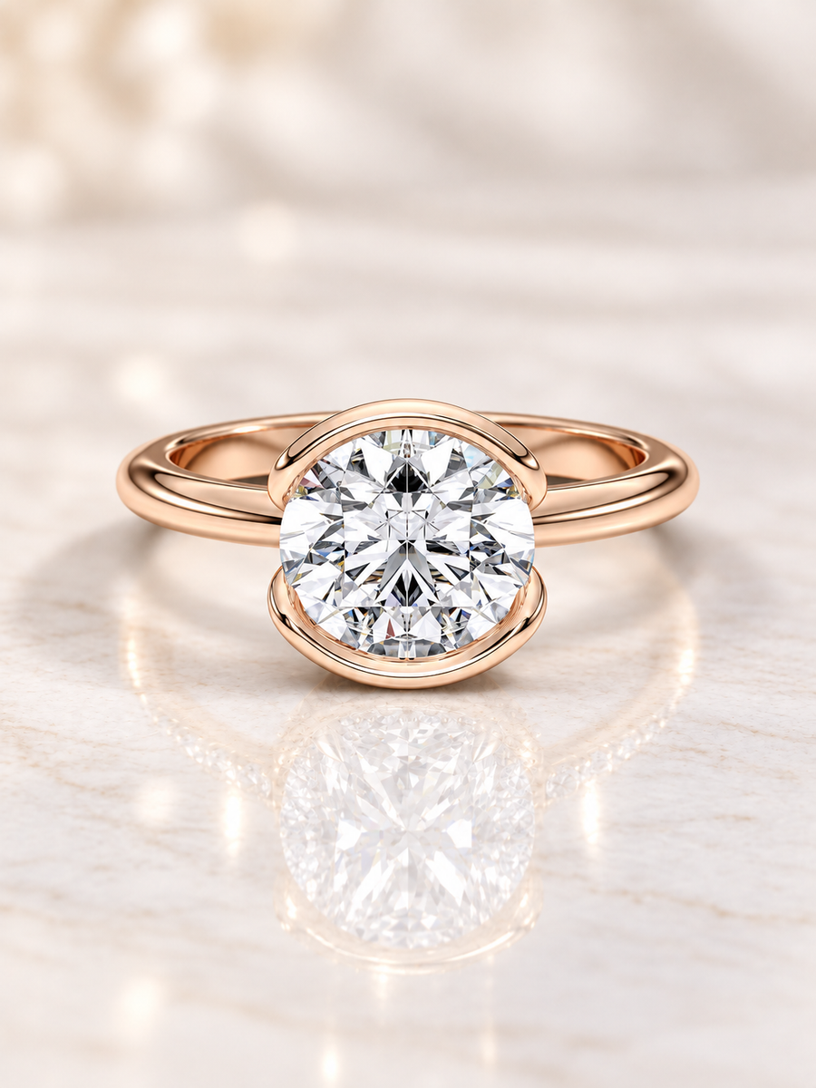 Zaina Sole round lab grown diamond ring design, product view