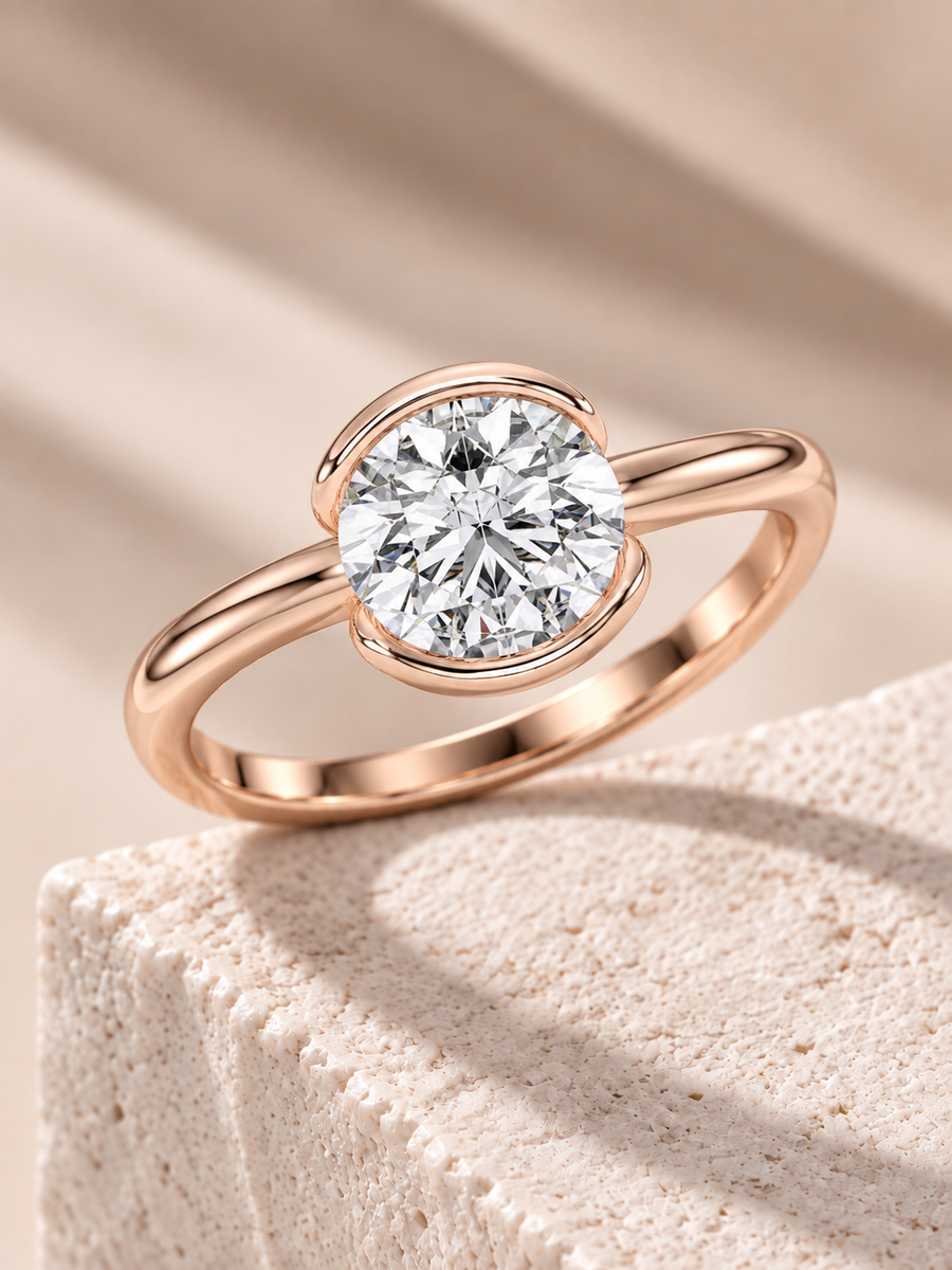 Zaina Sole round lab grown diamond ring design, alternate view