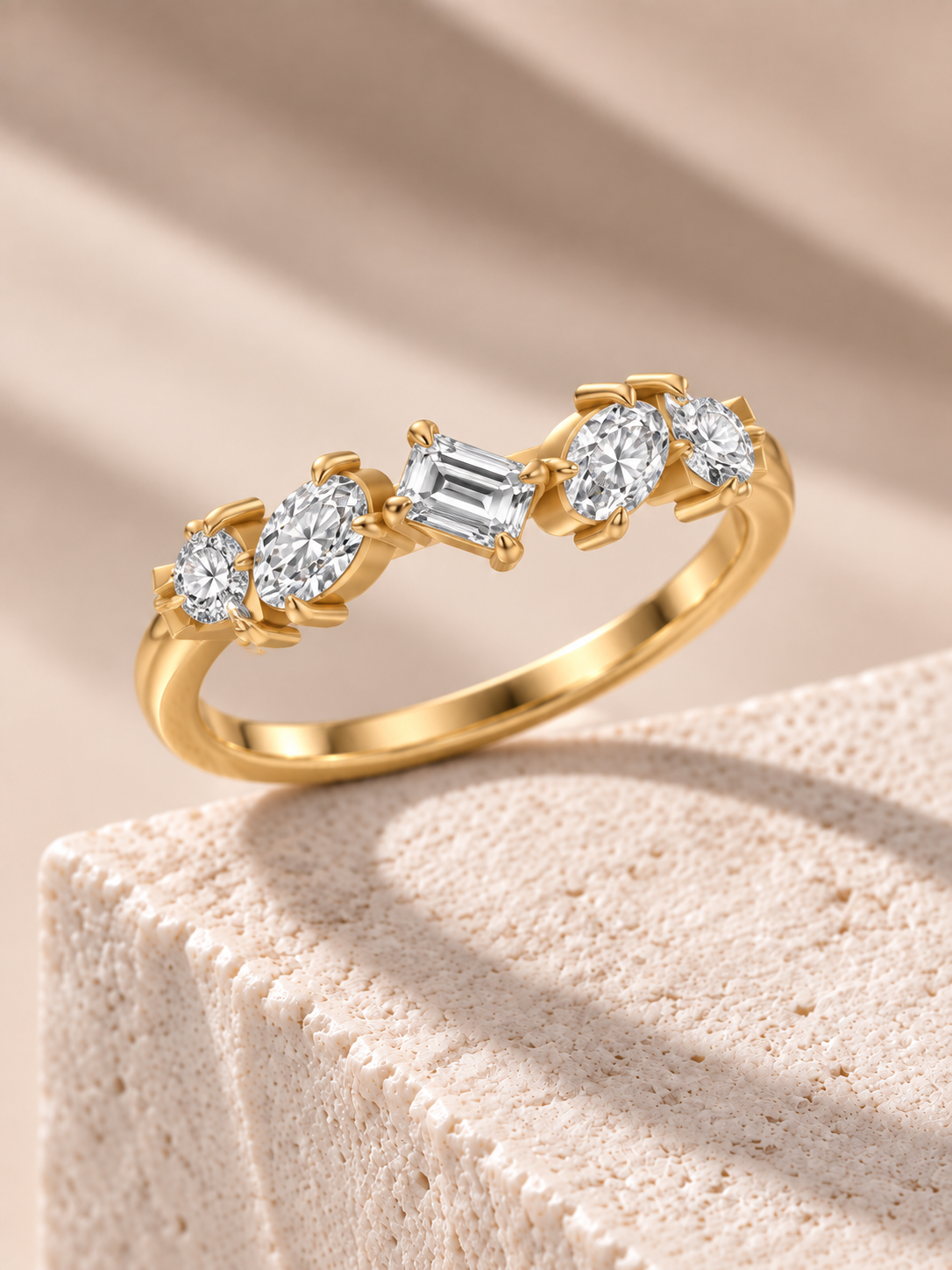 Zaina Sonnet emerald / pear / oval lab grown diamond ring design, alternate view