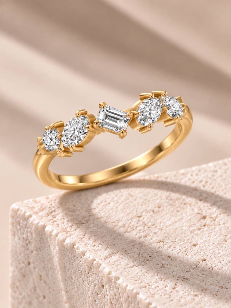 Zaina Sonnet emerald / pear / oval lab grown diamond ring design, alternate view