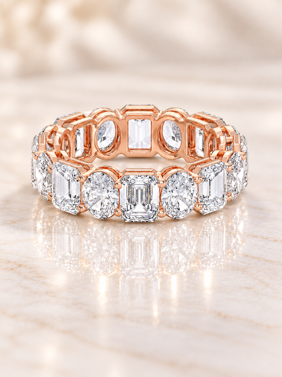 Zaina Sonnet emerald / oval lab grown diamond ring design, product view