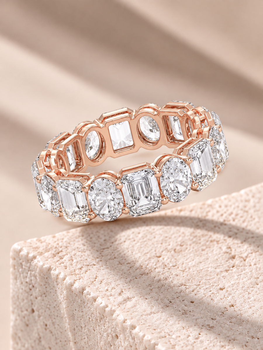 Zaina Sonnet emerald / oval lab grown diamond ring design, alternate view