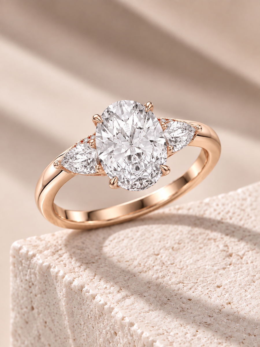 Zaina Talia oval / pear lab grown diamond ring design, alternate view