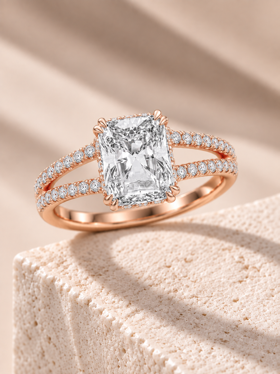 Zaina Vera cushion lab grown diamond ring design, alternate view