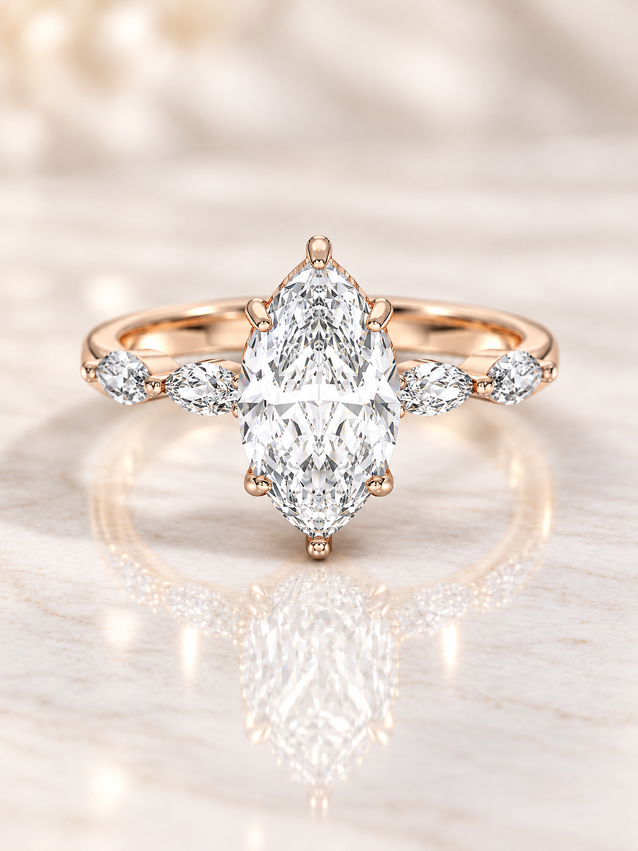 Zaina Wren marquise lab grown diamond ring design, product view