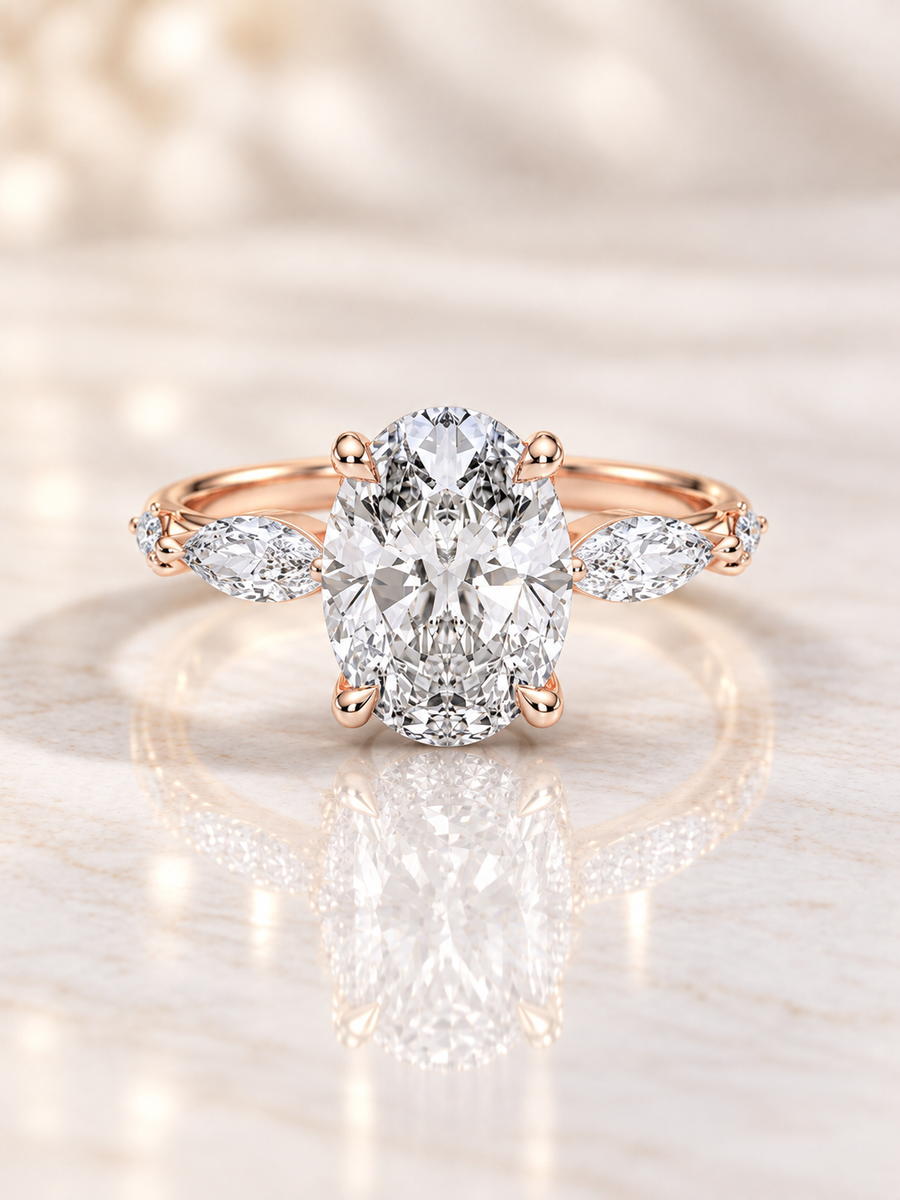 Zaina Wren oval lab grown diamond ring design, product view