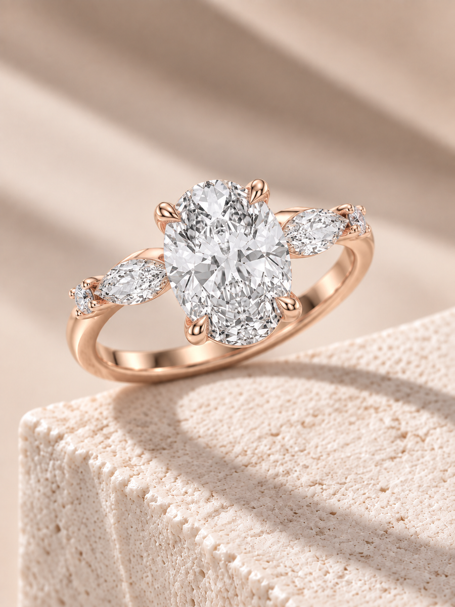 Zaina Wren oval lab grown diamond ring design, alternate view
