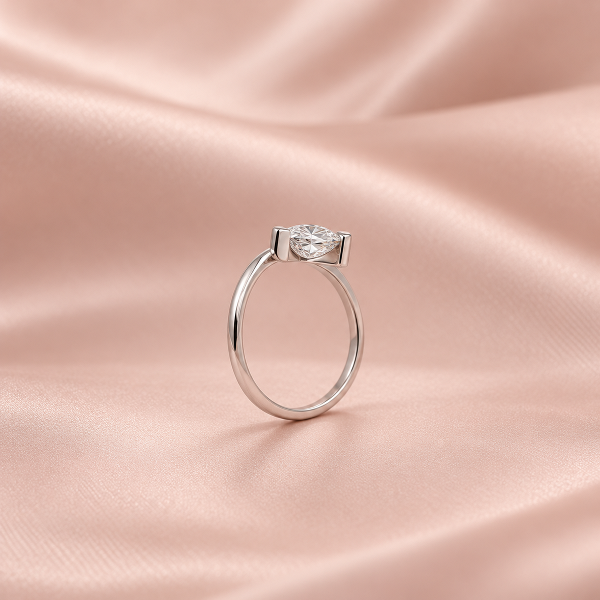 Zaina Crescent lab grown diamond ring in 18k Rose Gold, alternate view