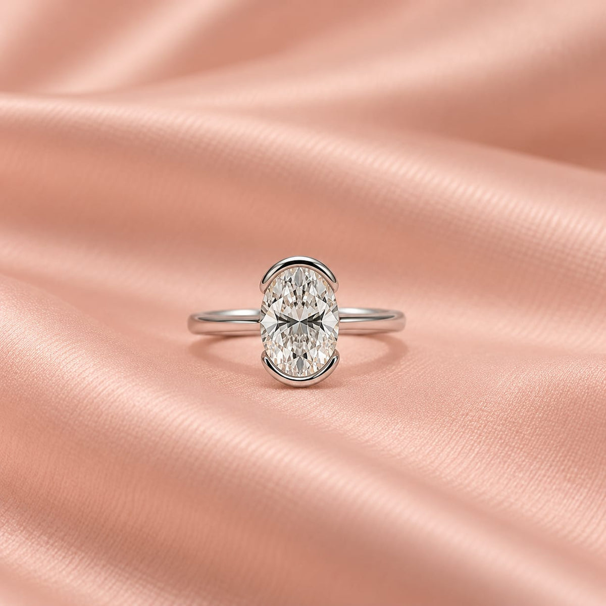 Zaina Cleo lab grown diamond ring in 14k Rose Gold, detail view 3