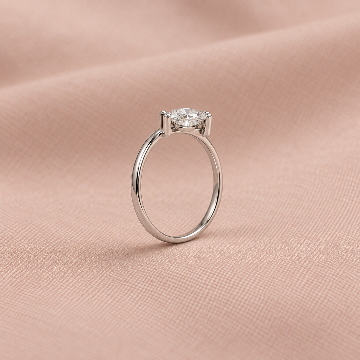 Zaina Crescent lab grown diamond ring in 18k Rose Gold, detail view 2