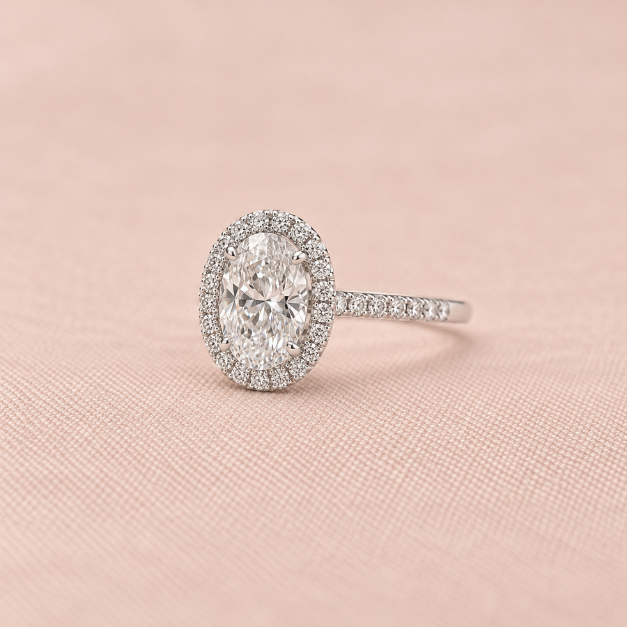 Zaina Aura elongated cushion lab grown diamond ring design, detail view 3