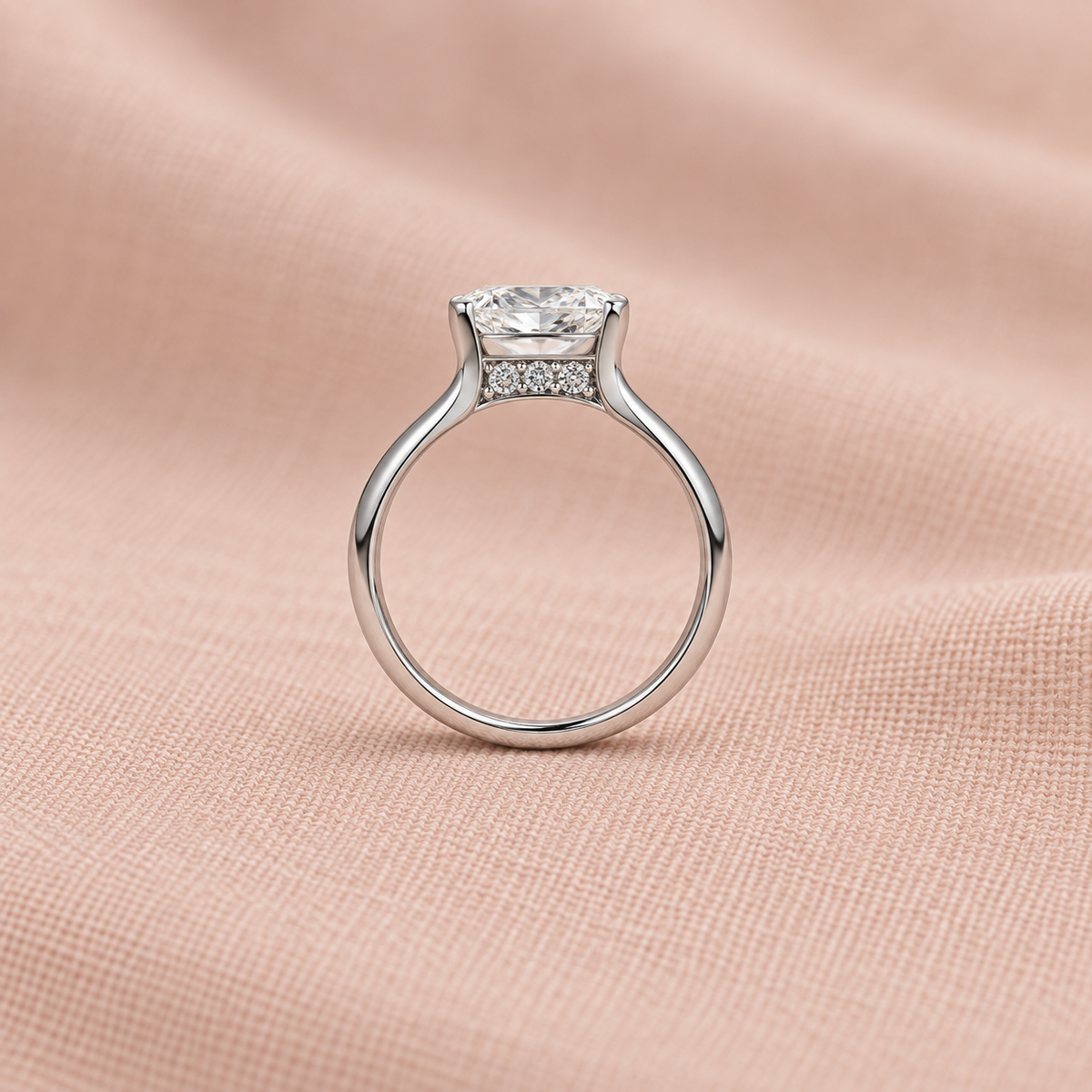 Zaina Orla Oval lab grown diamond ring in 14k Rose Gold, detail view 2