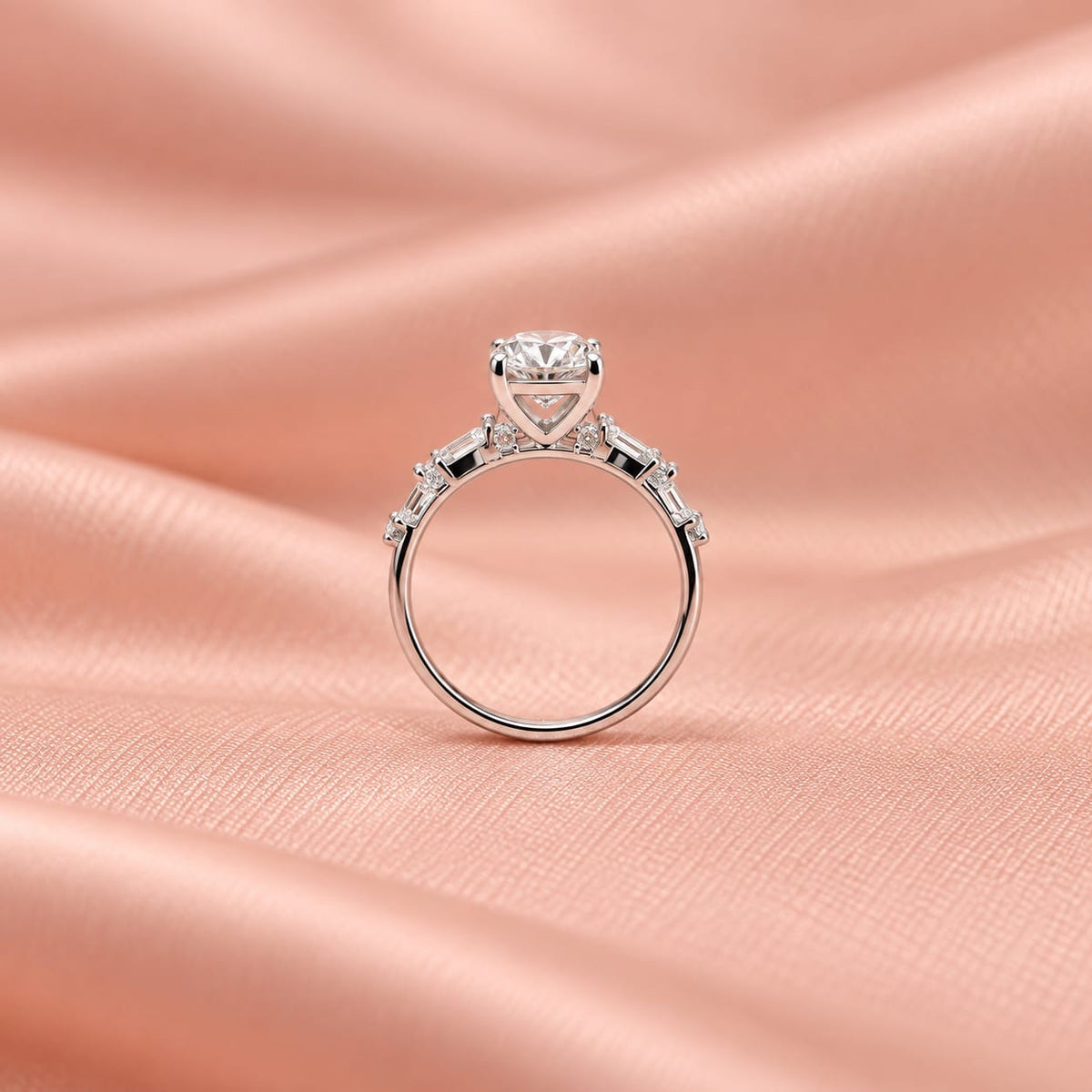 Zaina Elise lab grown diamond ring in 14k Rose Gold, detail view 3