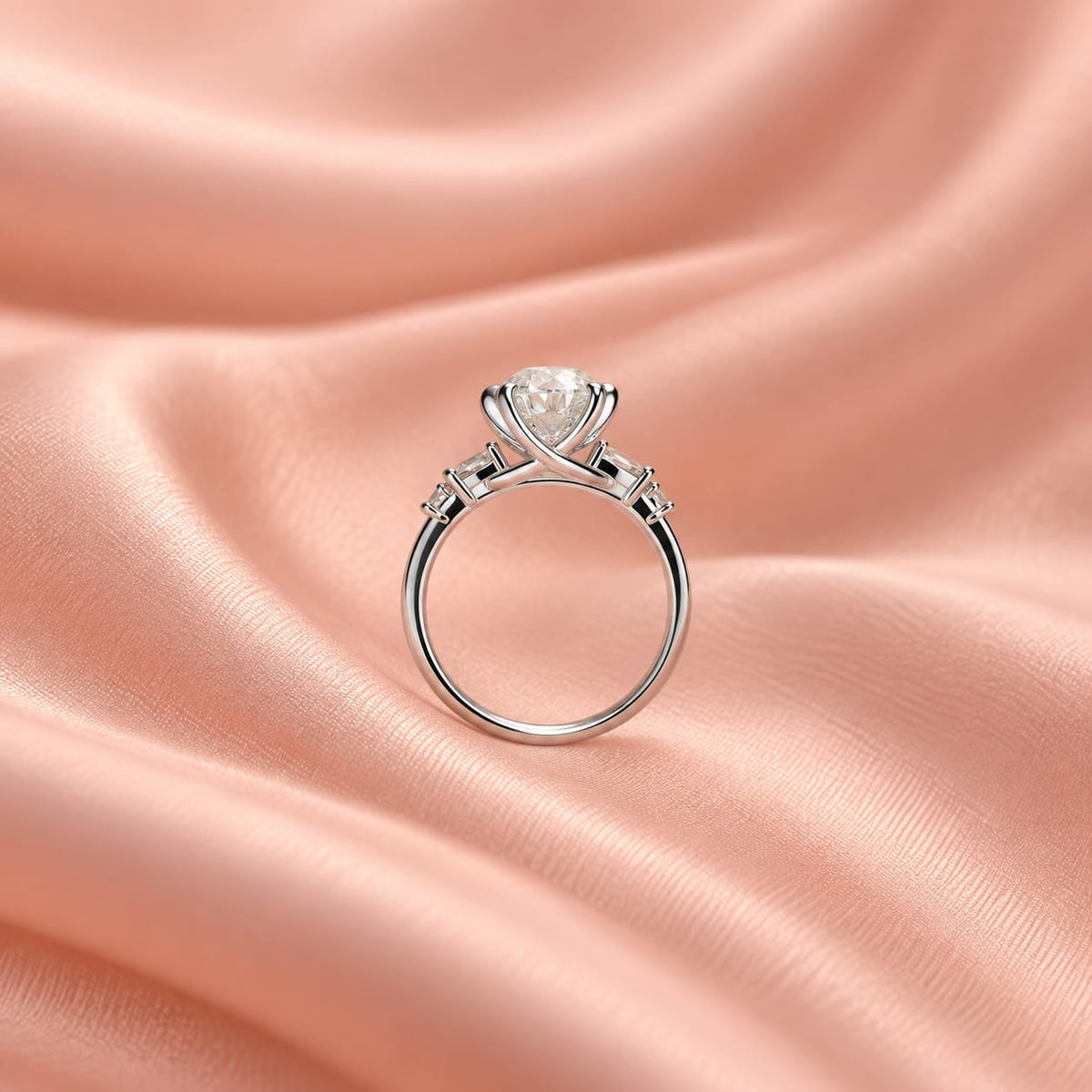 Zaina Lumi lab grown diamond ring in 14k Rose Gold, detail view 2