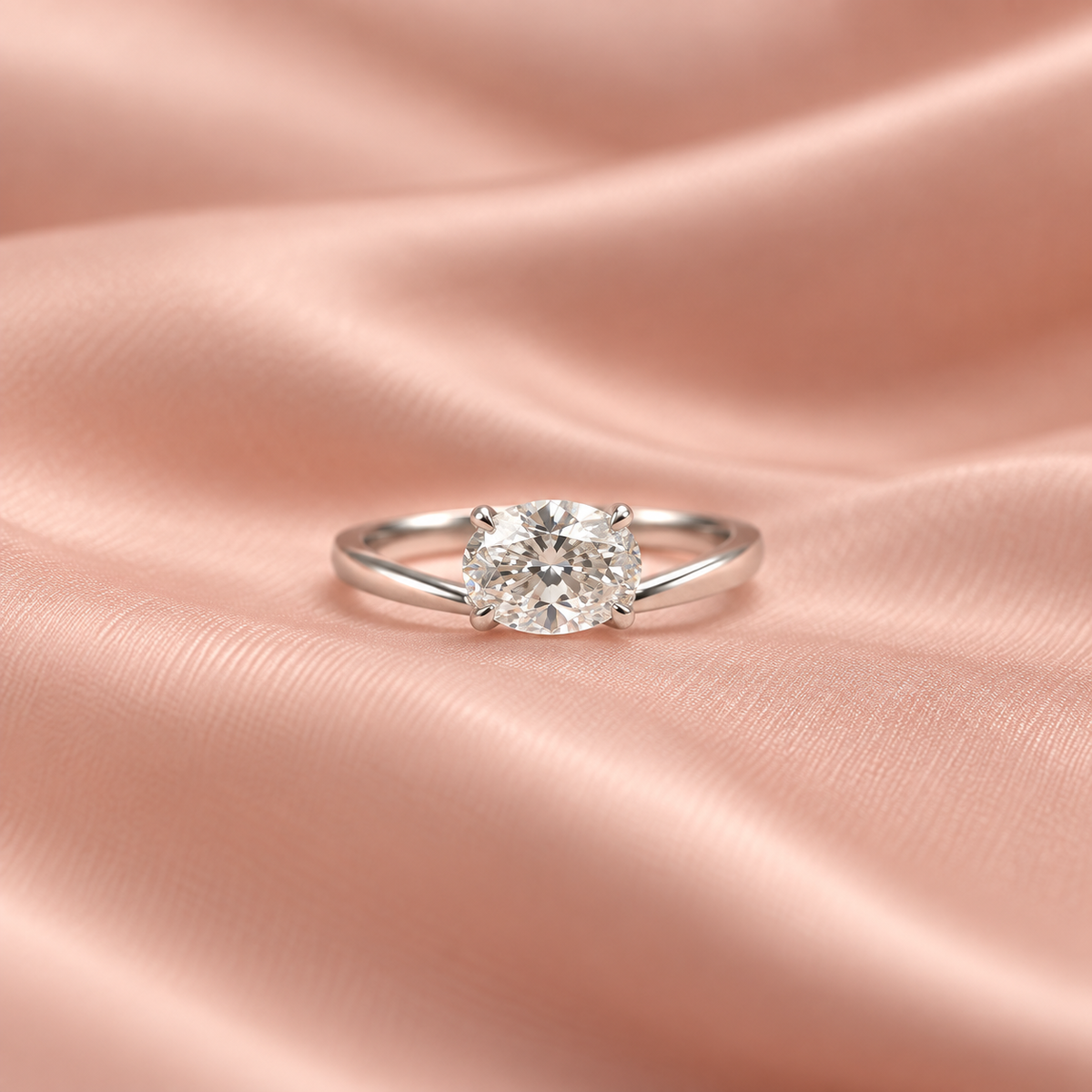 Zaina Crescent lab grown diamond ring in 18k Rose Gold, detail view 3