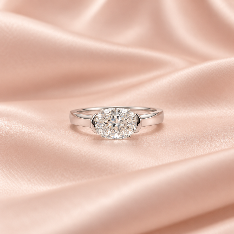 Zaina Orla Oval lab grown diamond ring in 14k Rose Gold, product view