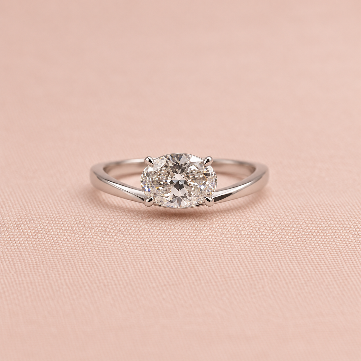 Zaina Crescent lab grown diamond ring in 18k Rose Gold, detail view 4