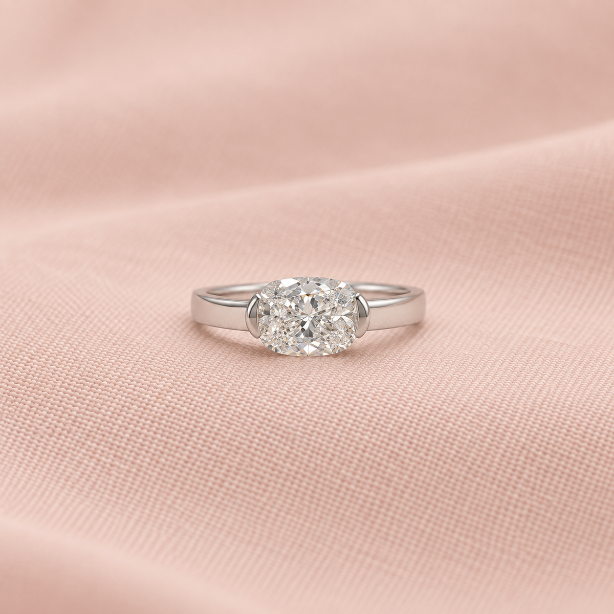 Zaina Orla Oval lab grown diamond ring in 14k Rose Gold, detail view 3