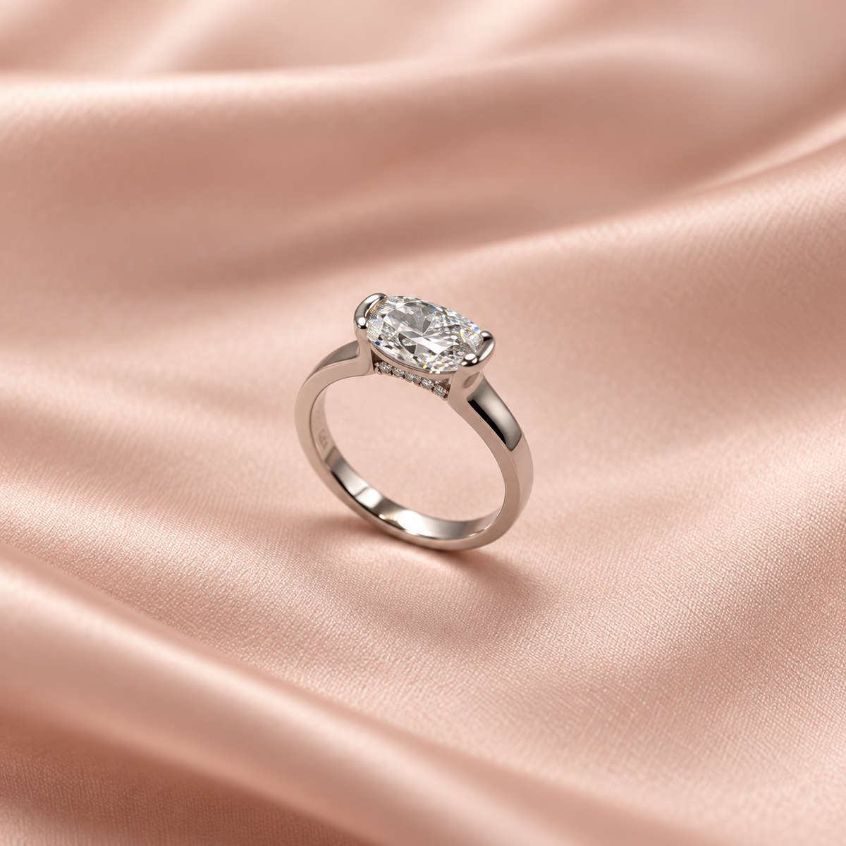 Zaina Orla Oval lab grown diamond ring in 14k Rose Gold, detail view 4