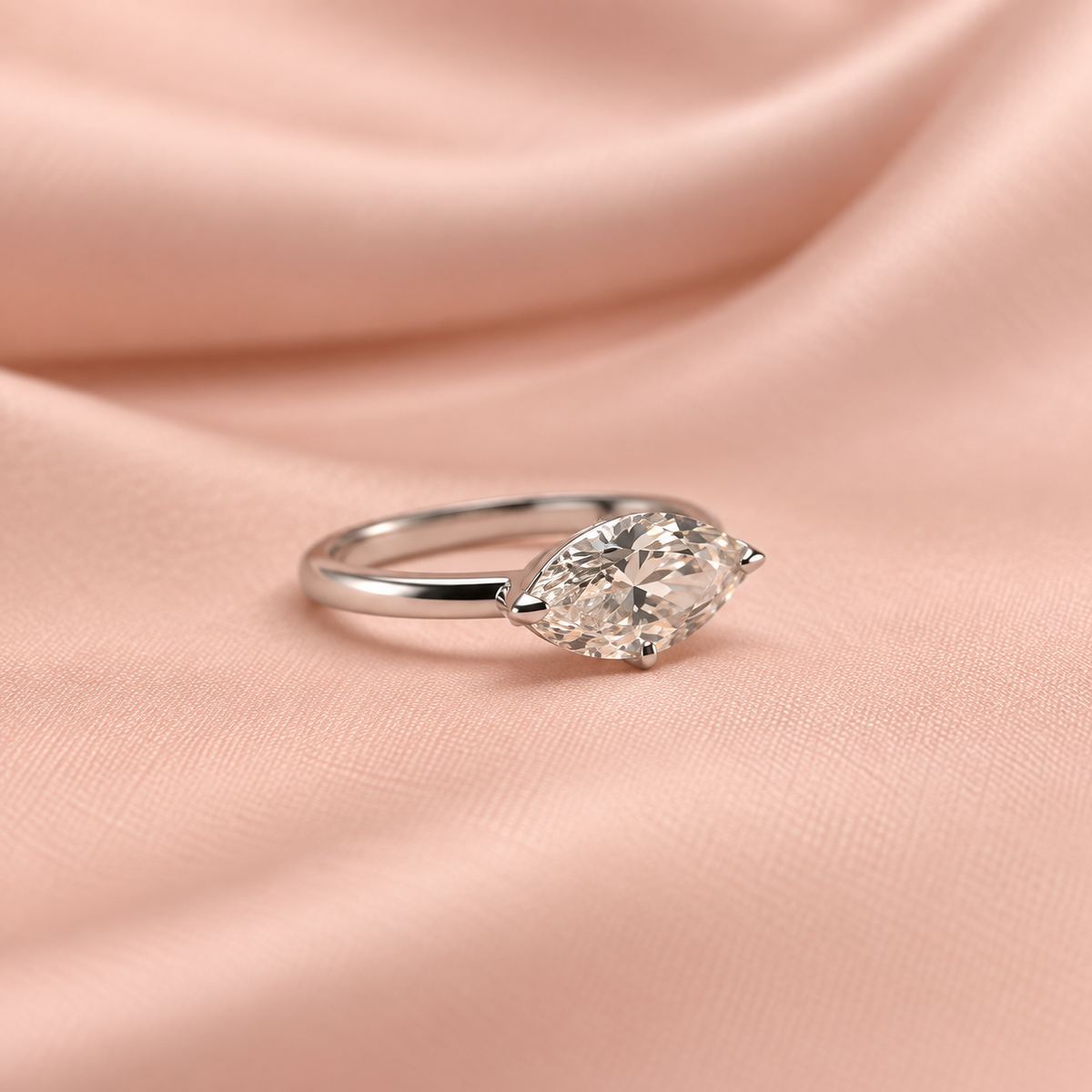 Zaina Lyra lab grown diamond ring in 14k Rose Gold, detail view 6