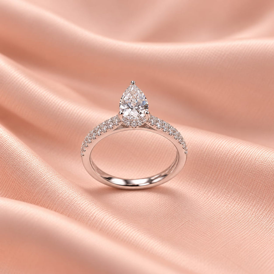 Zaina Aria pear lab grown diamond ring design, alternate view