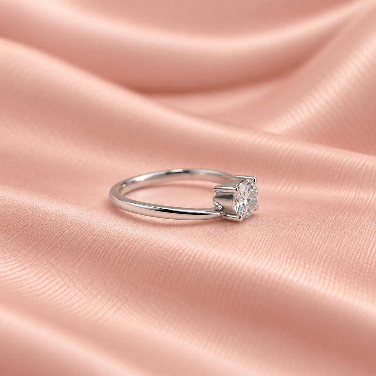 Zaina Crescent lab grown diamond ring in 18k Rose Gold, detail view 5