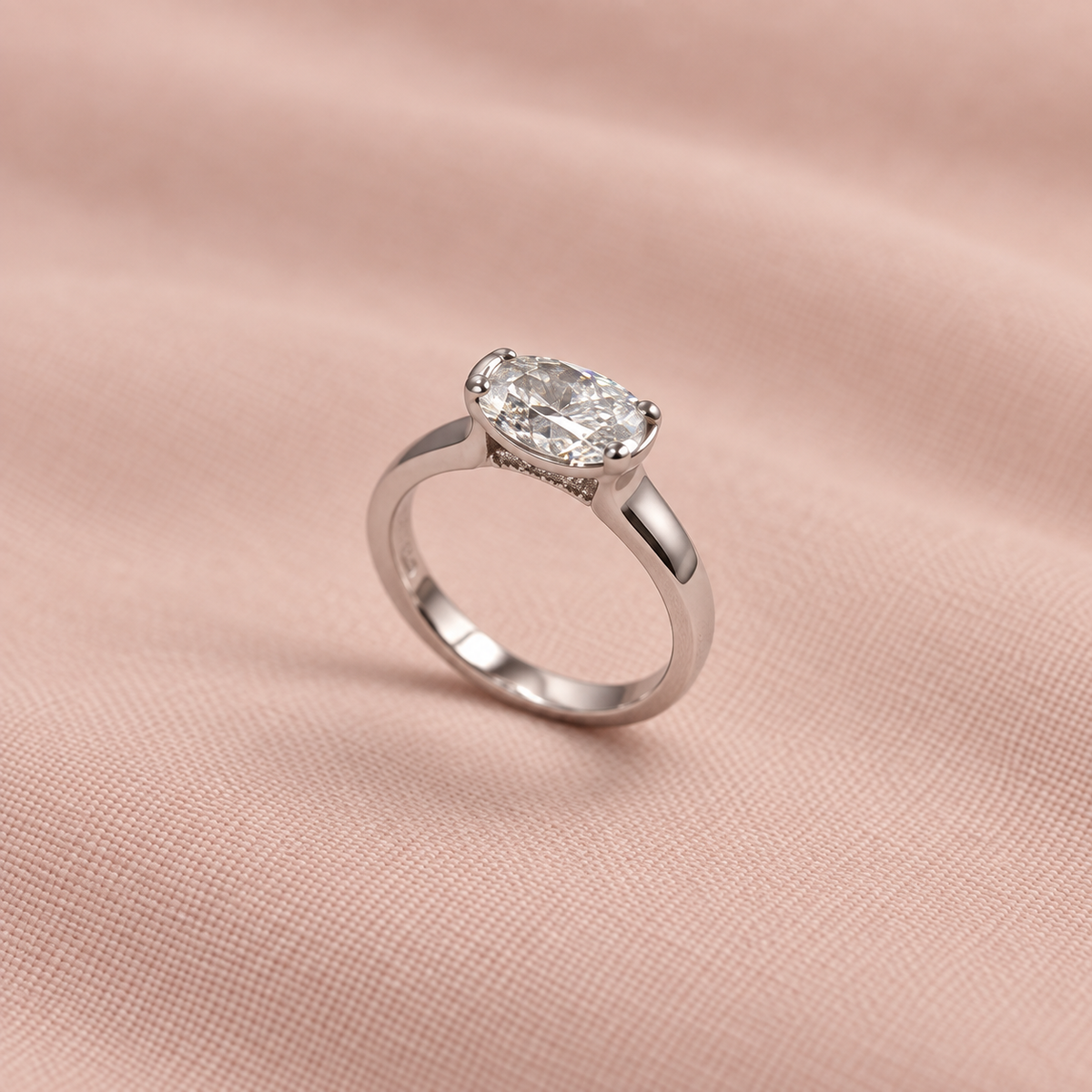 Zaina Orla Oval lab grown diamond ring in 14k Rose Gold, detail view 5