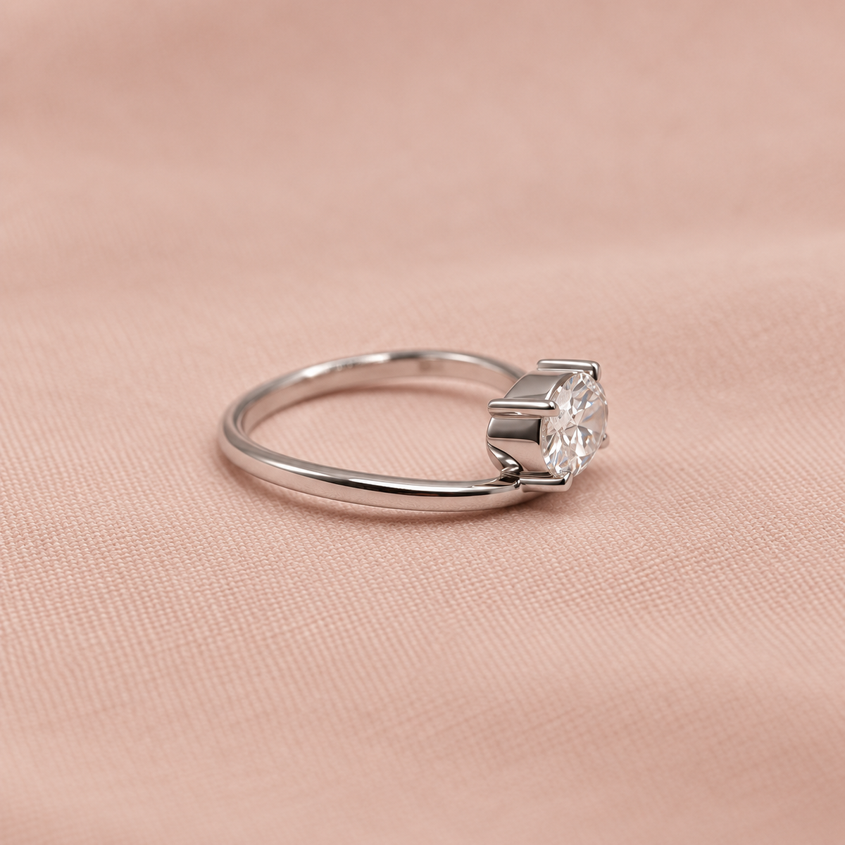 Zaina Crescent lab grown diamond ring in 18k Rose Gold, detail view 6