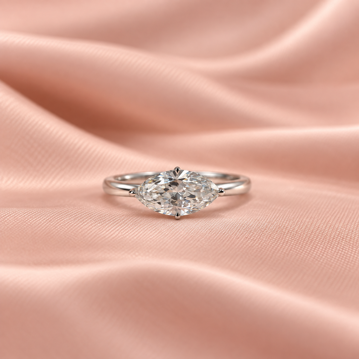Zaina Lyra lab grown diamond ring in 14k Rose Gold, detail view 3