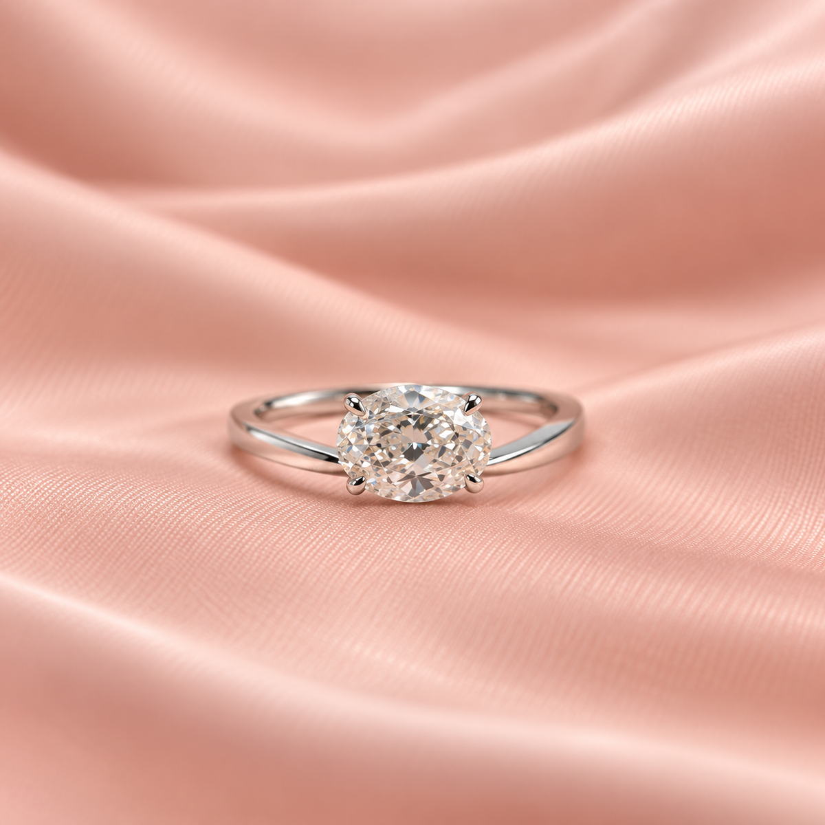 Zaina Crescent lab grown diamond ring in 18k Rose Gold, detail view 7
