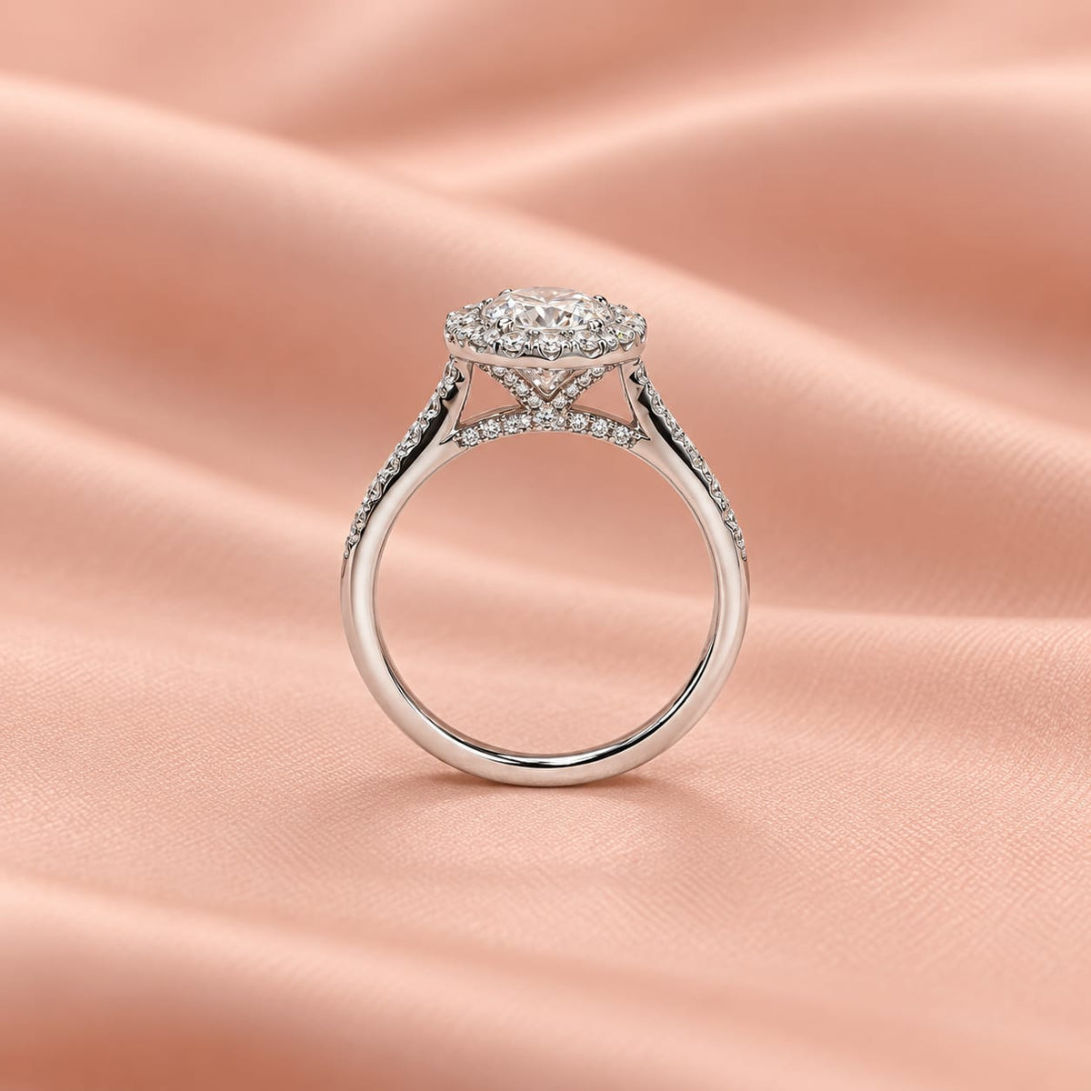 Zaina Aura elongated cushion lab grown diamond ring design, detail view 8