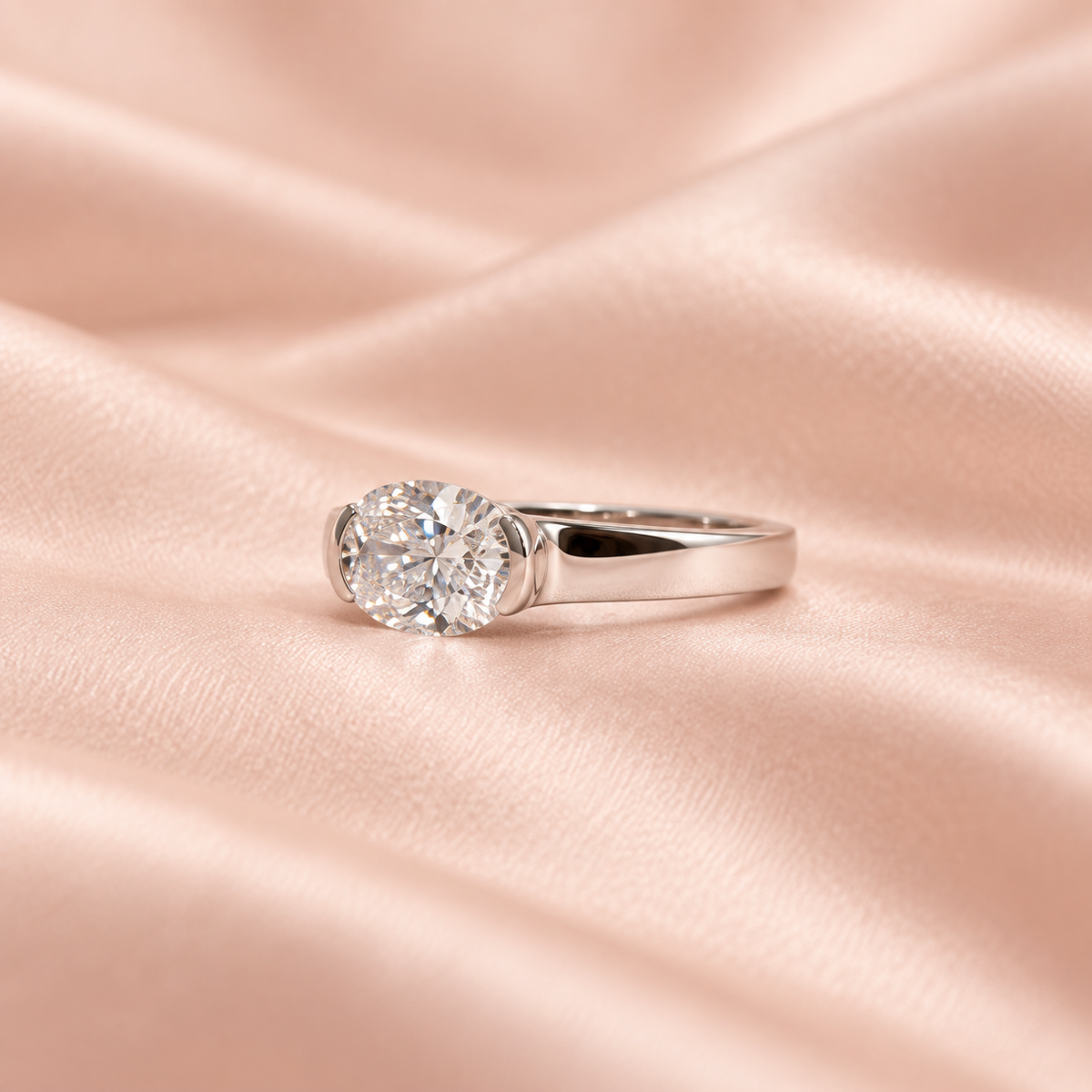 Zaina Orla Oval lab grown diamond ring in 14k Rose Gold, detail view 6