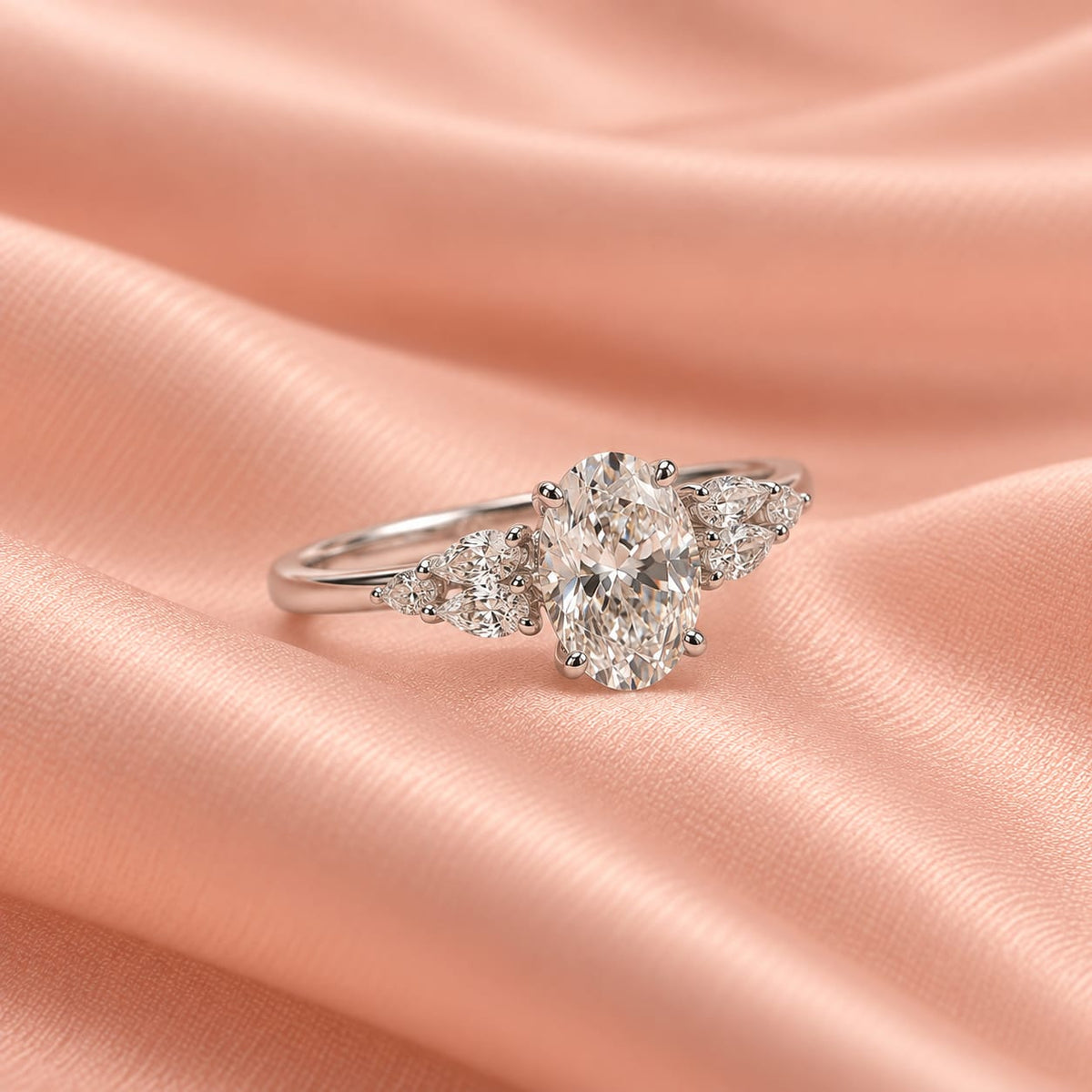 Zaina Lumi lab grown diamond ring in 14k Rose Gold, detail view 5