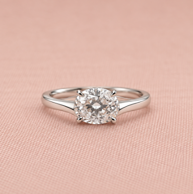 Zaina Crescent lab grown diamond ring in 18k Rose Gold, product view