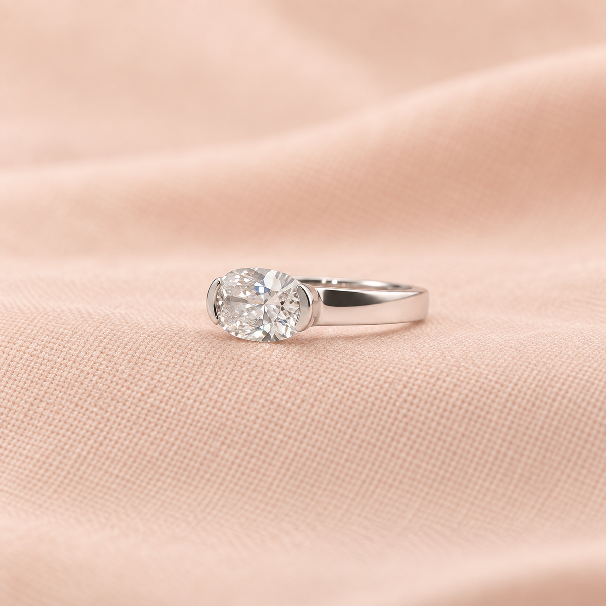 Zaina Orla Oval lab grown diamond ring in 14k Rose Gold, detail view 7